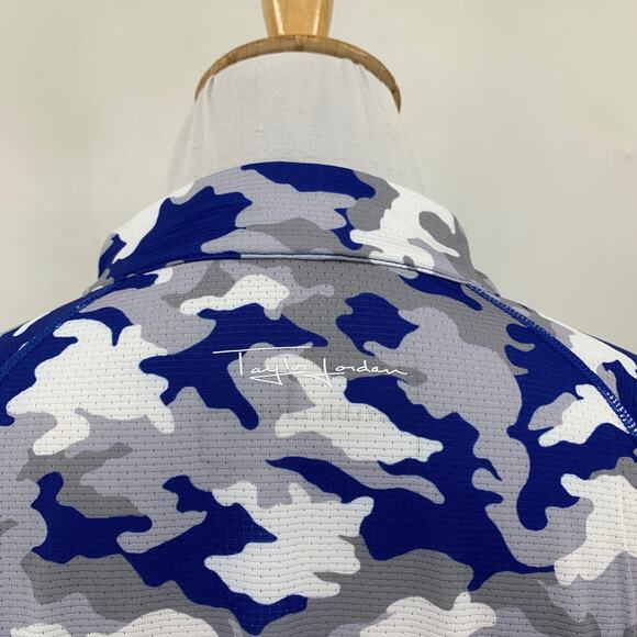 Taylor Jordan Top Womens XL Extra Large Blue Grey Camo Long Sleeve Mock Golf - Picture 6 of 13